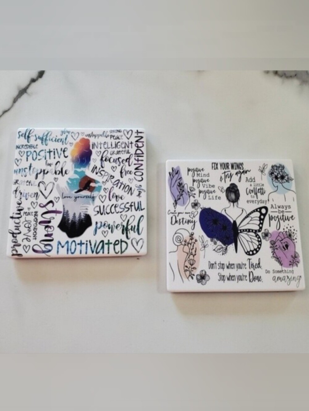 Love Yourself Motivational 2 Pack Sandstone Coasters